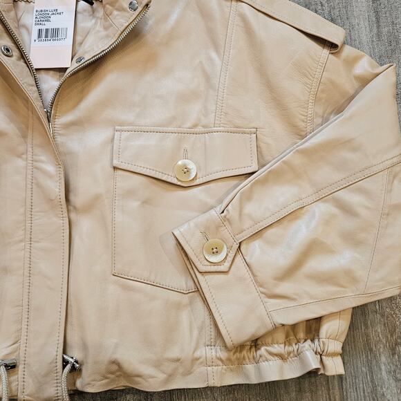 Bubish Revolve Jacket Womens Size S Savannah Lambskin Leather Zip Snap Caramel - Picture 8 of 16